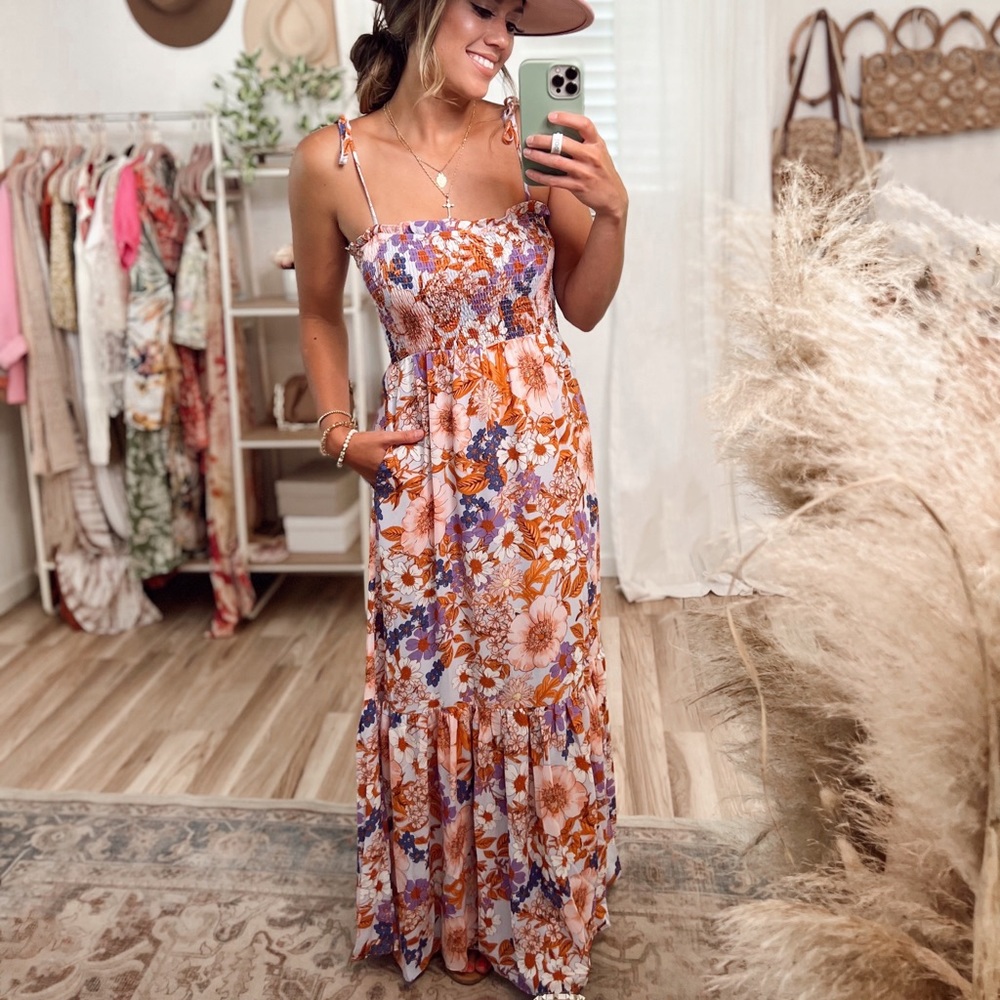 Buddy Love Floral Maxi Dress - Orange and Purple